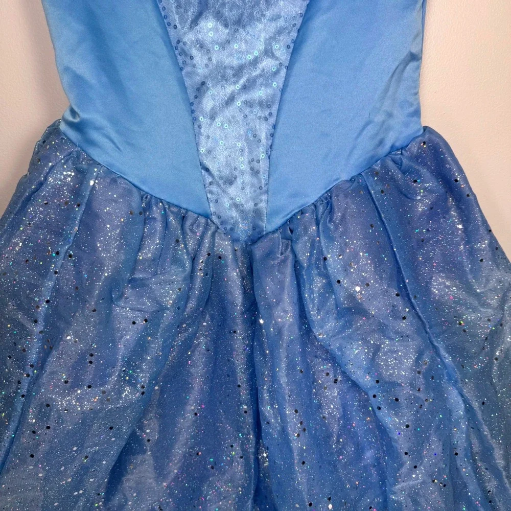 Disney Cinderella Blue Butterfly Sparkle‎ Costume Dress Girls 7-8 Fairy Princess